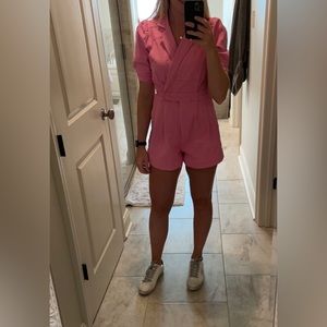 Pink Denim Romper